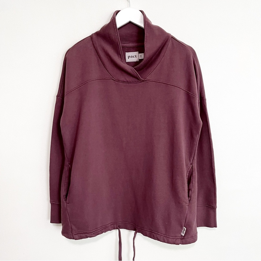 Pact Organic Cotton Shawl Neck Pocket Sweatshirt Dusty Wine XS